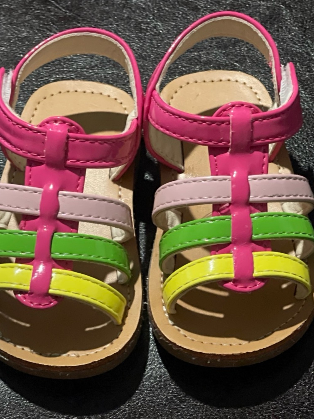 SHEIN Girls Neon Pink, Light Pink, Lime & Yellow Strappy Sandals